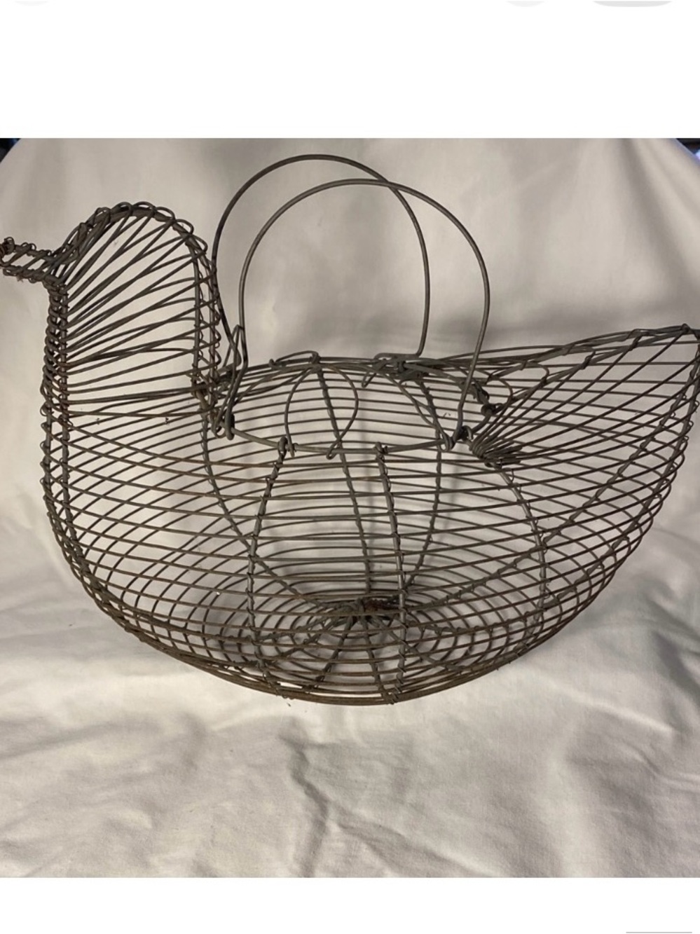 Vintage Chicken Shaped Wire Egg Basket